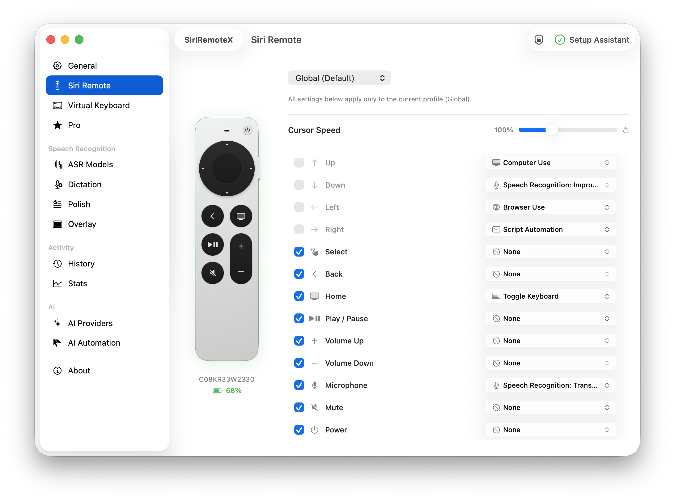 Remote control: map Siri Remote buttons to Mac actions